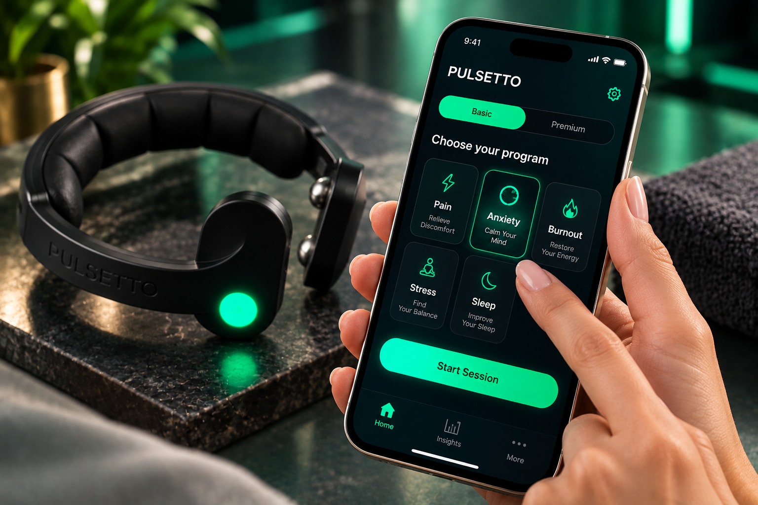 Choosing a program in the Pulsetto app